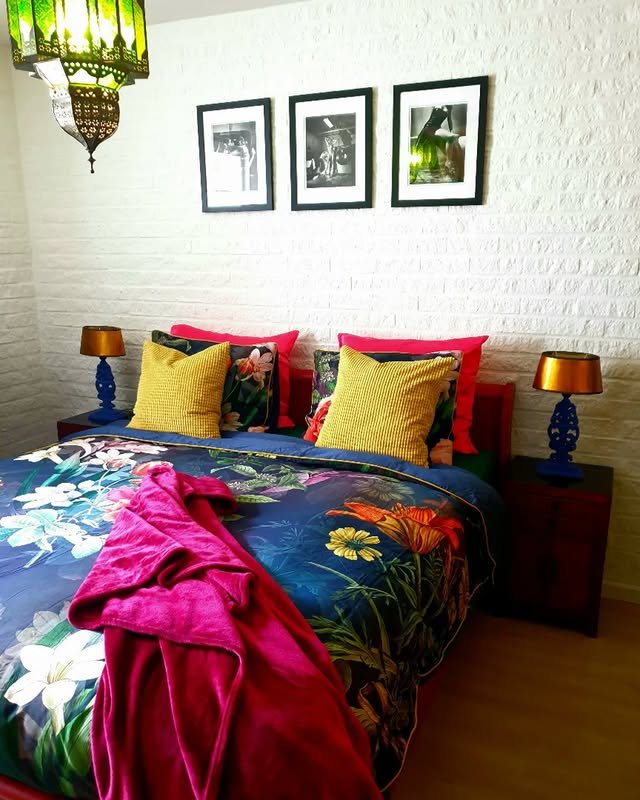 Dark floral bedding bedroom