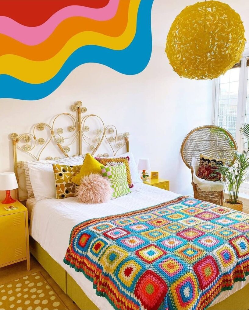 Retro vibrant bedroom