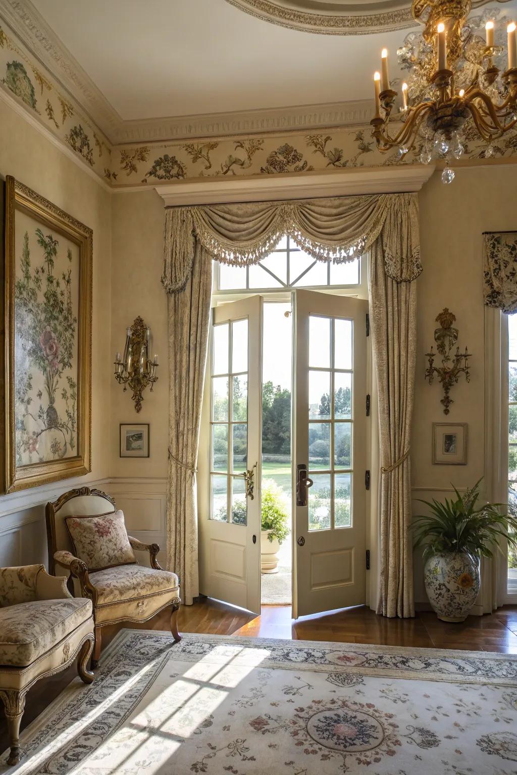 Decorative casings enhance the beauty of doors and windows.