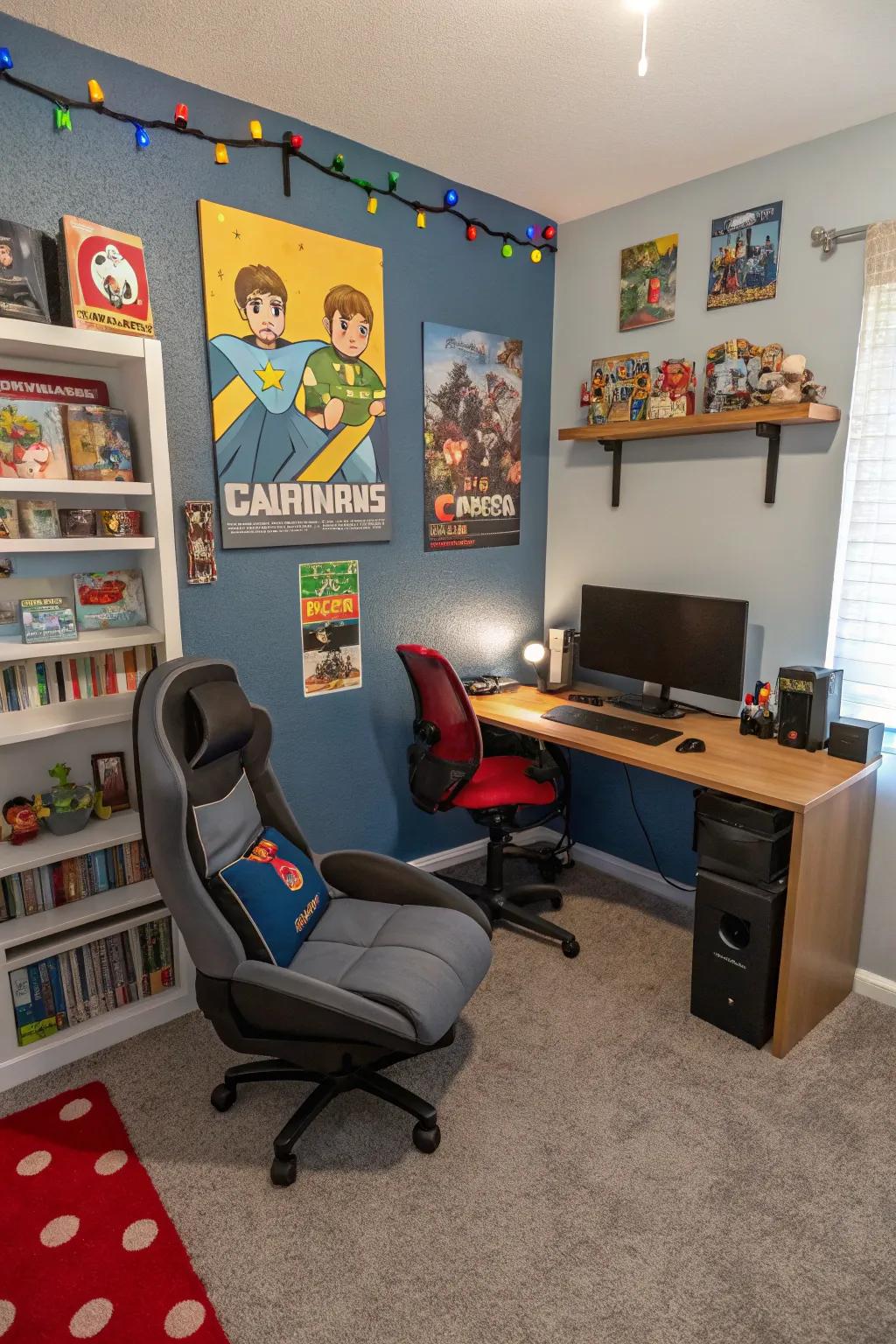 A snug gaming nook designed for comfort and focus.