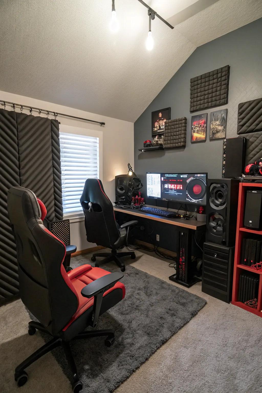 Soundproofing materials creating a focused gaming environment.