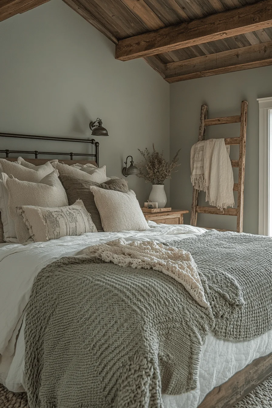 Rustic Sage Green Farmhouse Bedroom