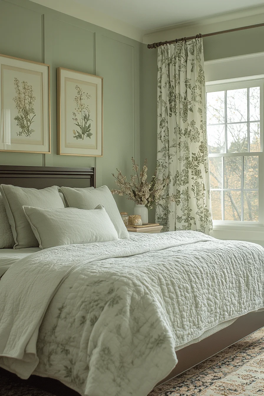 Serene Sage Green Farmhouse Bedroom