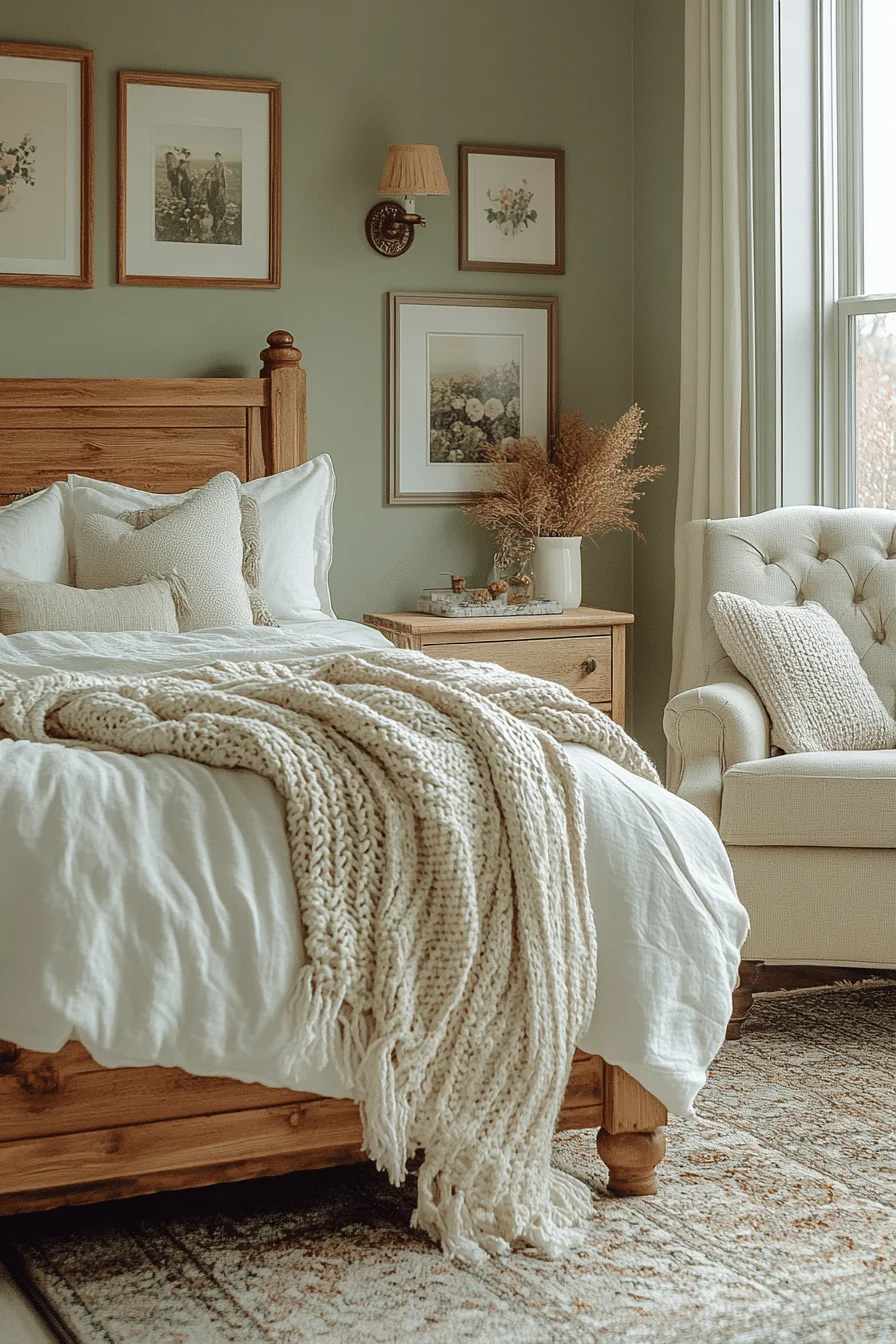 Inviting Sage Green Farmhouse Bedroom