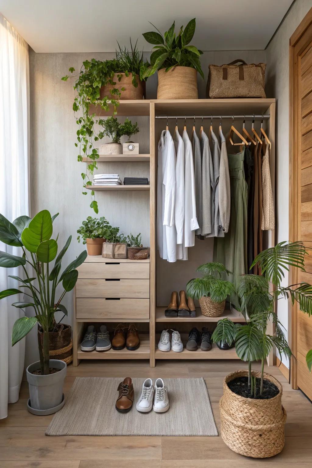 Natural elements add warmth and serenity to your closet.