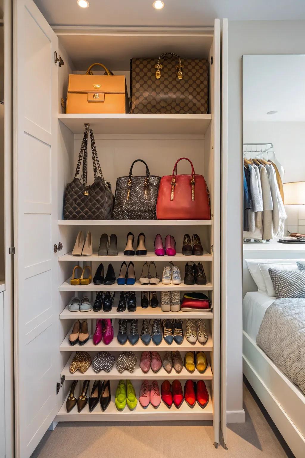 Open shelves showcase your favorite items while keeping them accessible.