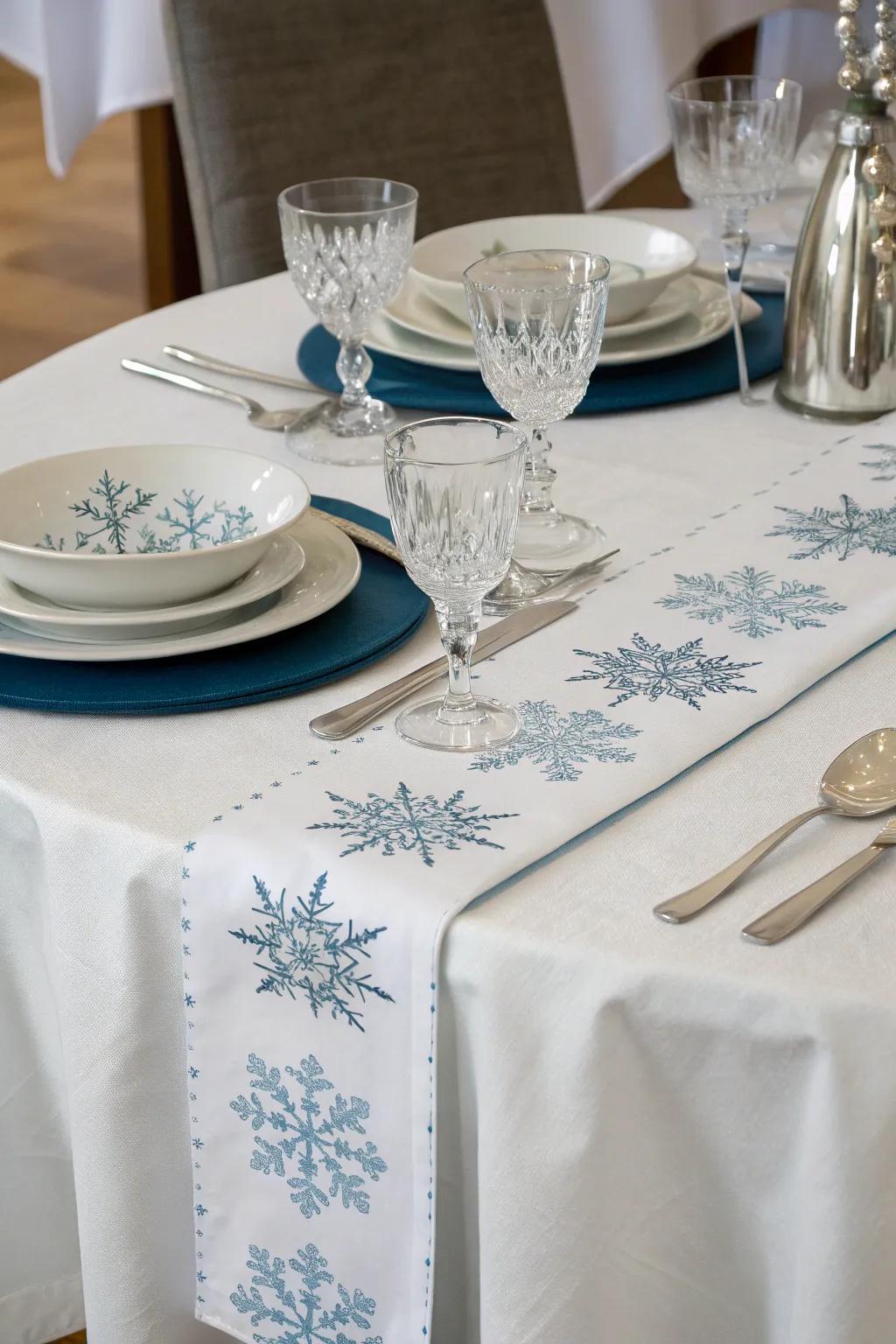 Sophisticated winter-themed table setting