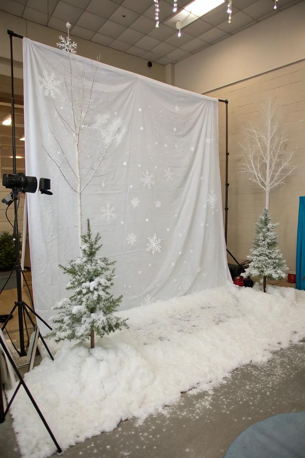 Snow-covered backdrop for events