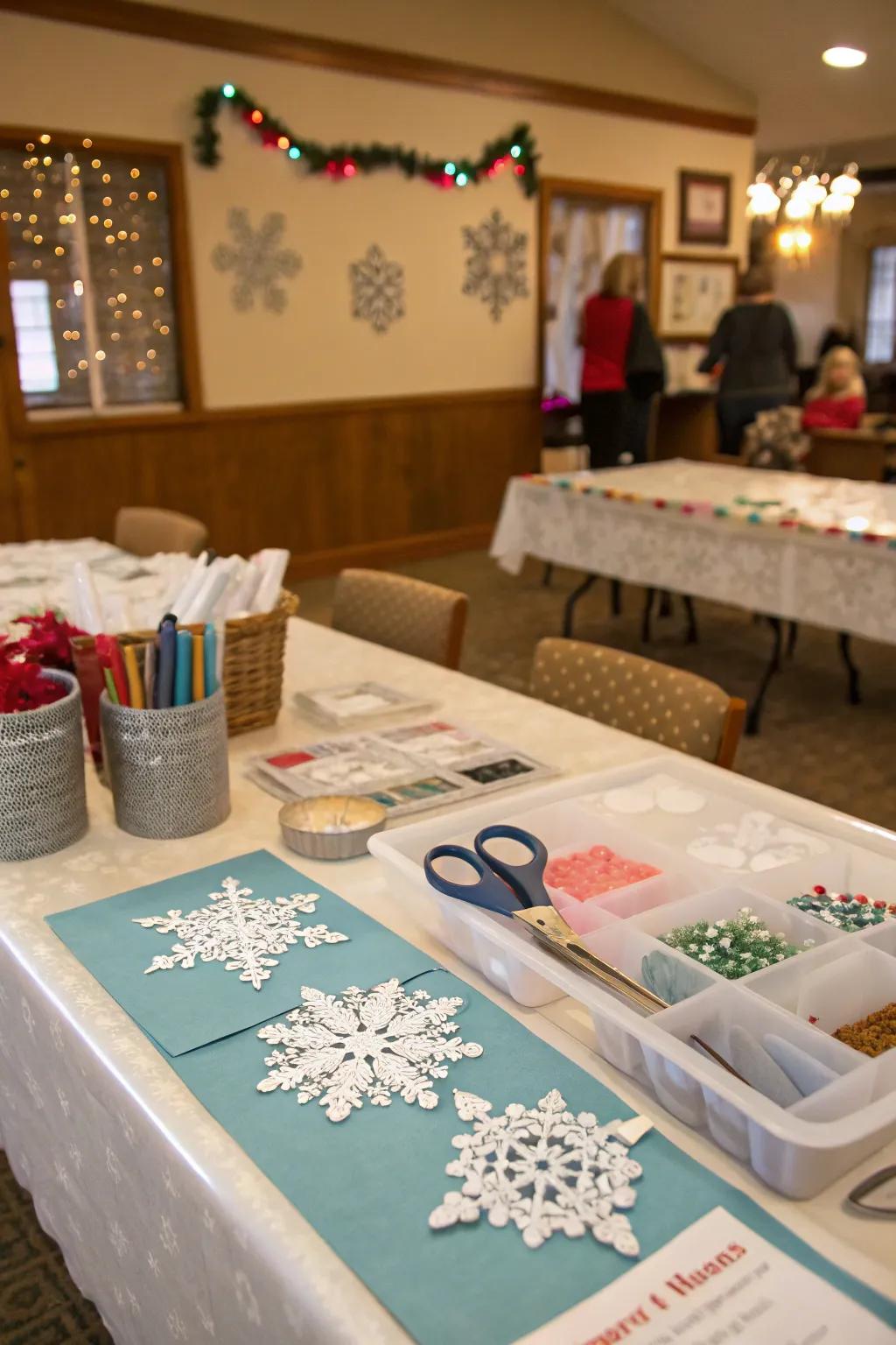Craft station for winter-themed projects