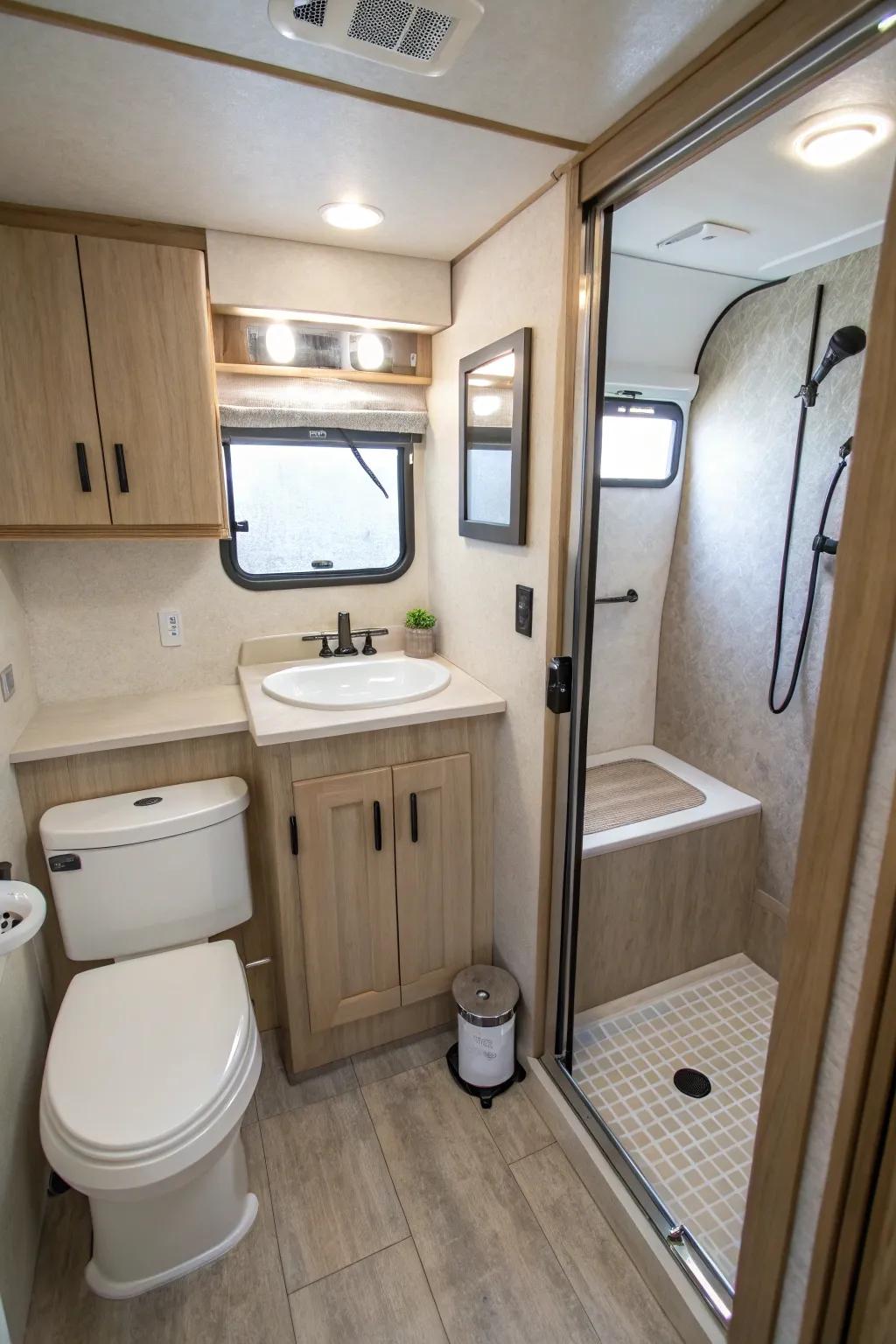 Minimalist decor creates a clean and spacious feel.