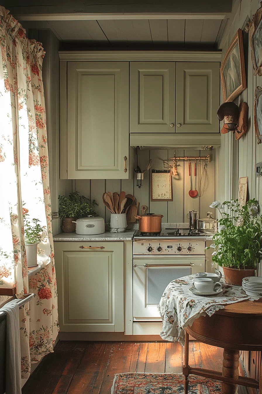Classic kitchen with crown molding and vintage hardware