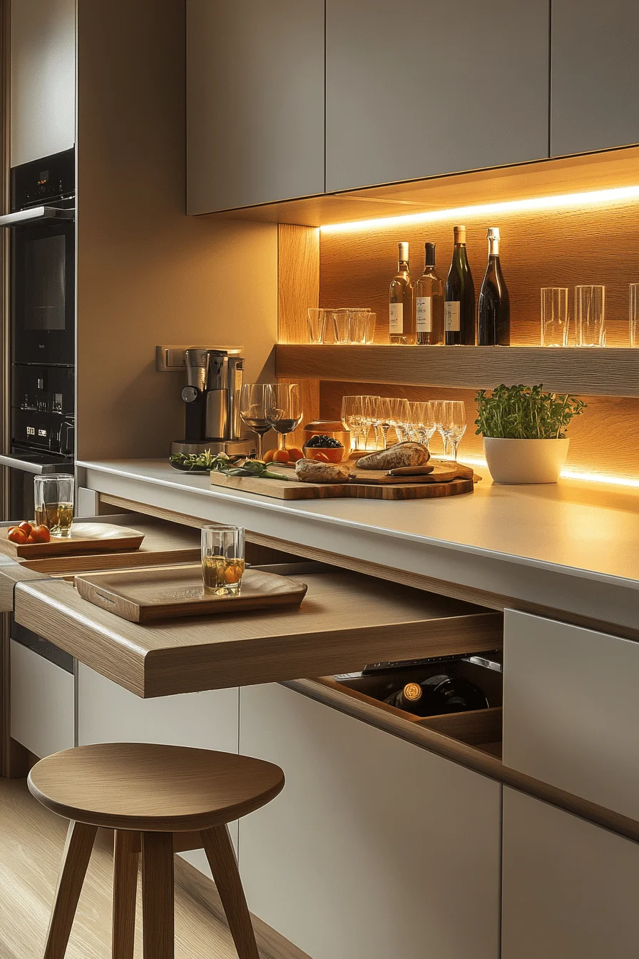 Modern kitchen with clean lines and built-in storage