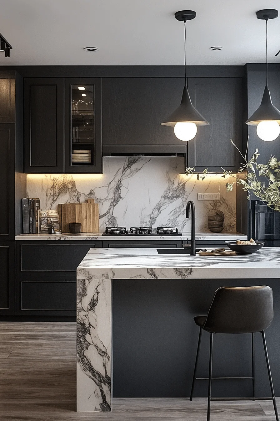 Monochrome kitchen with contrasting textures