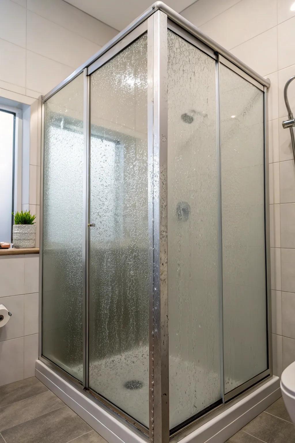 Elegant shower stall featuring a tinted glass screen for privacy.