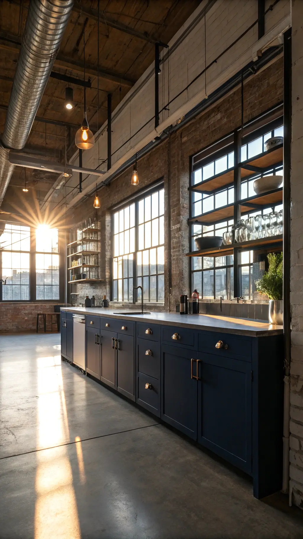 Close-up of navy blue kitchen cabinet details
