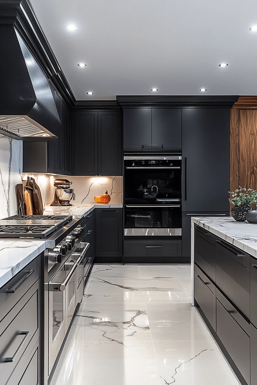 Sleek modern kitchen appliances