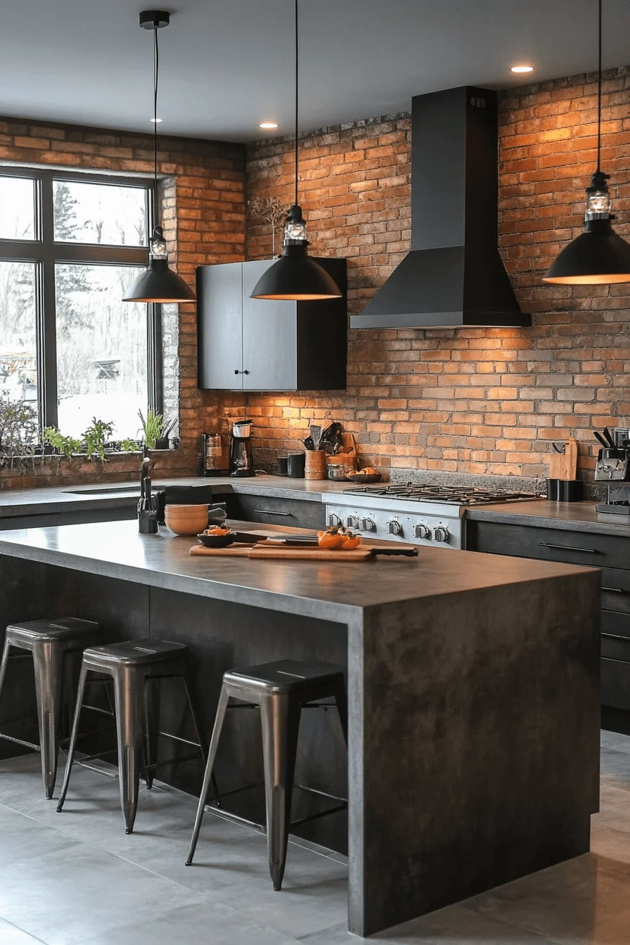 Industrial style kitchen accents