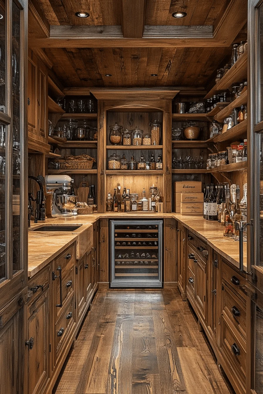 Organized kitchen pantry shelves