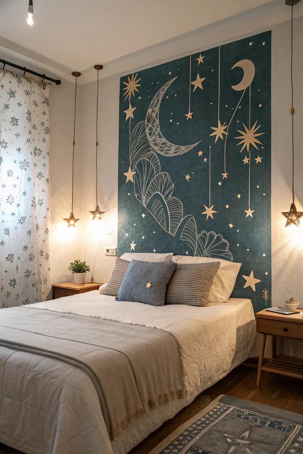 Celestial-themed art brings the tranquility of the night sky indoors.
