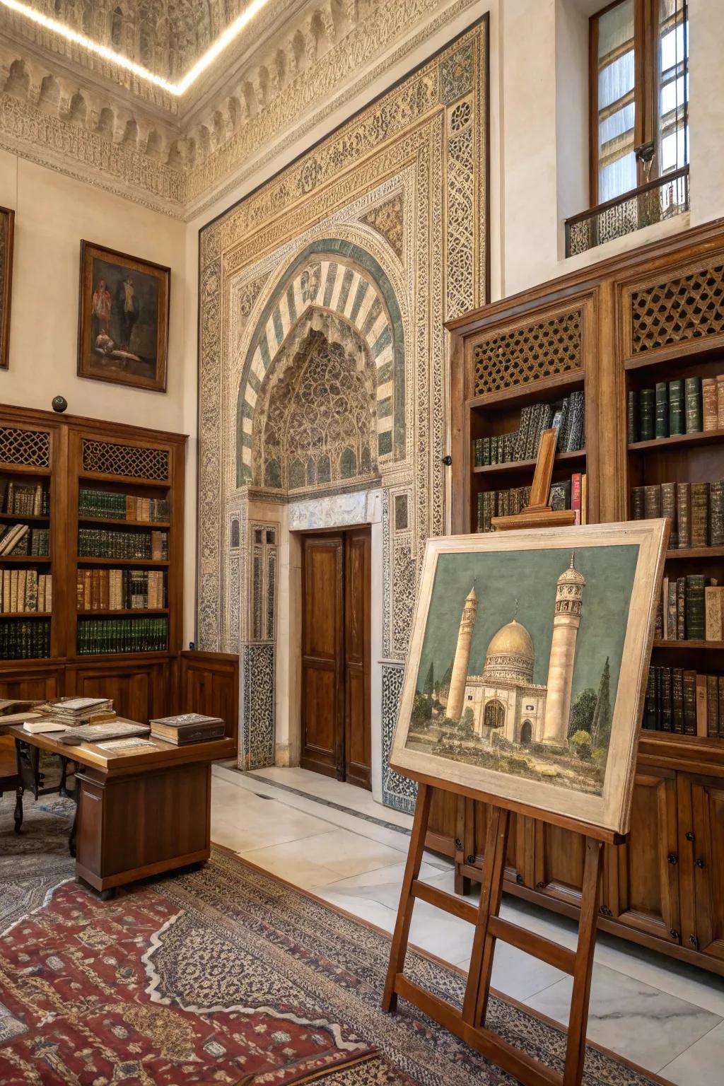 Historical Islamic art influences add classic charm to interiors.