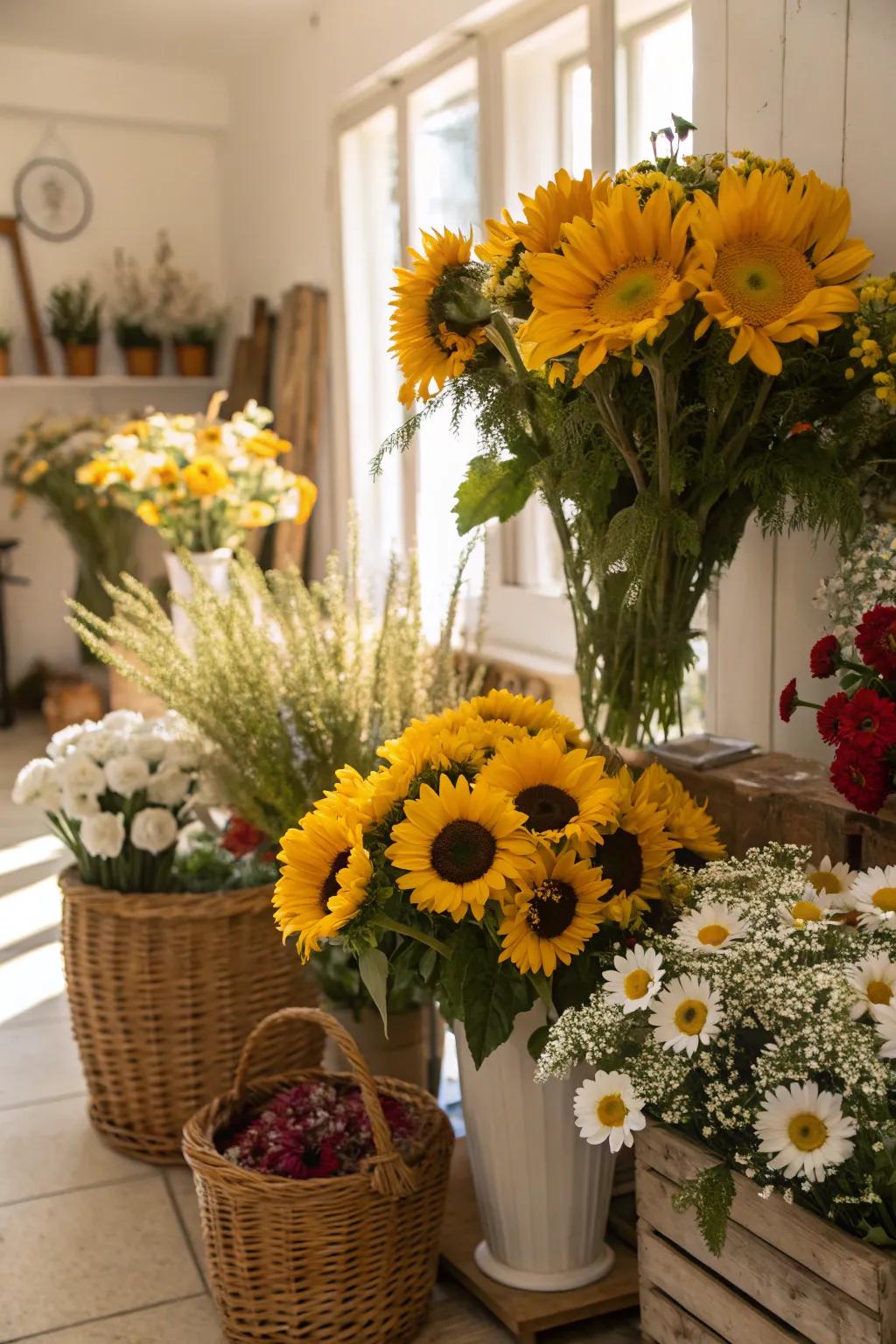 Add energy to your rooms with lively floral displays.
