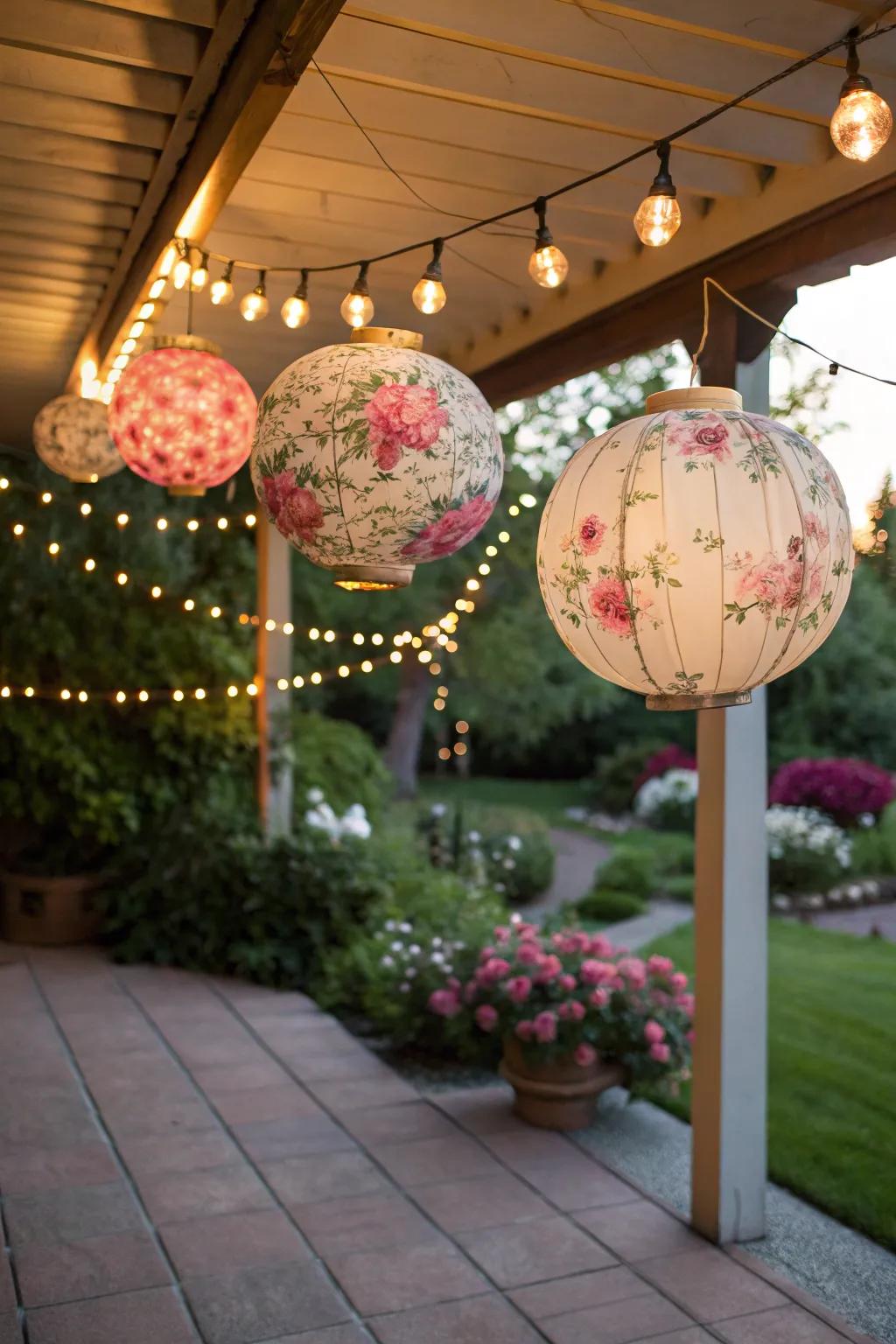 Light up your outdoor space with floral-inspired lighting.