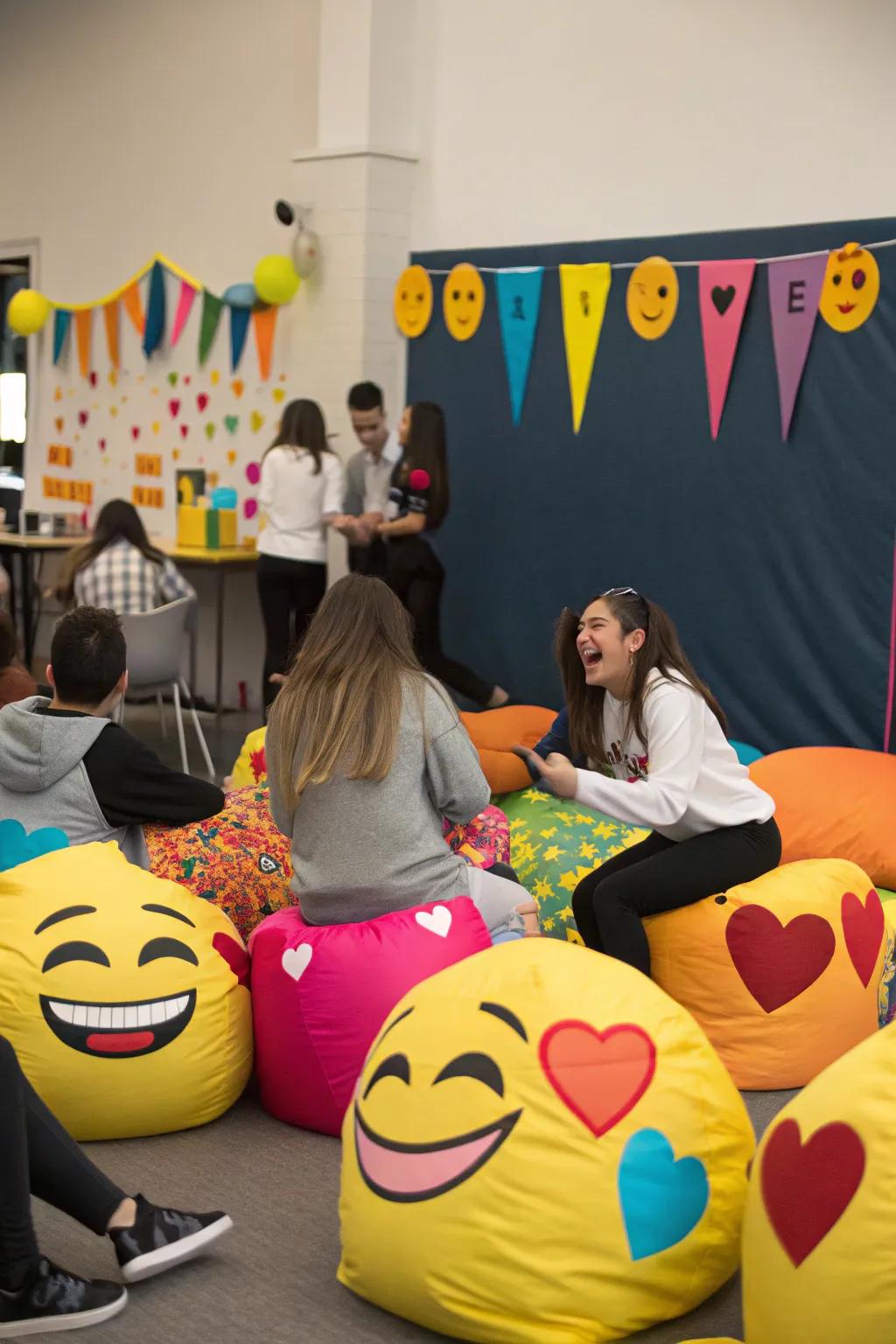 Emoji decorations add fun and expression to attendance parties.