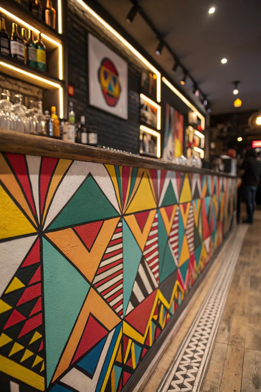 Geometric patterns add a contemporary edge to your bar.