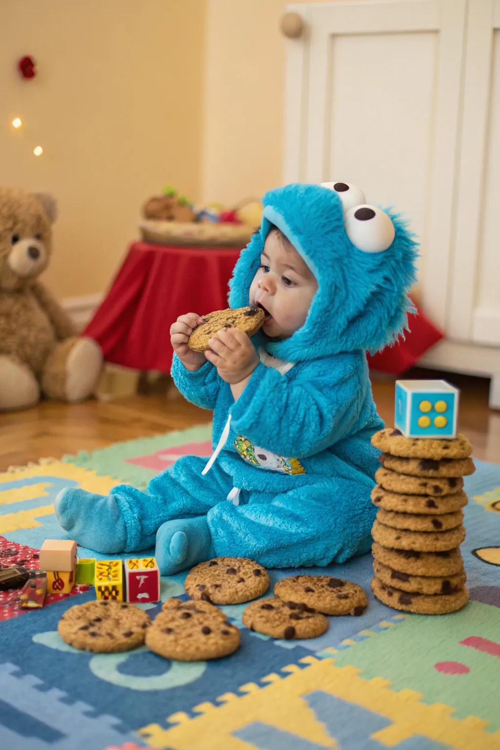 An endearing Cookie Monster costume for a timeless Halloween.