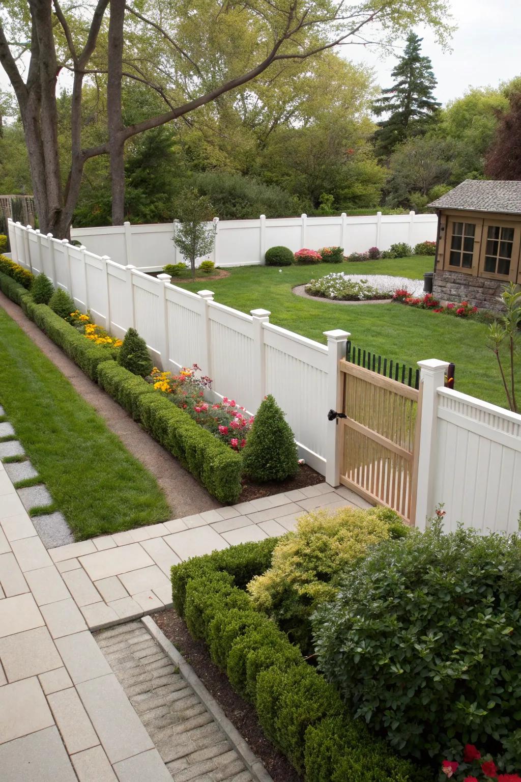 Open rail top vinyl fences balance privacy with openness for a modern look.