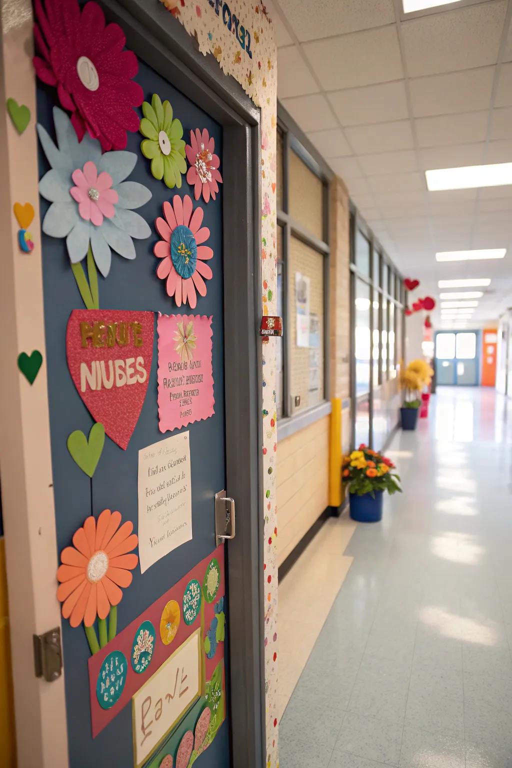 School nurse door decorated with DIY crafts for a unique touch.