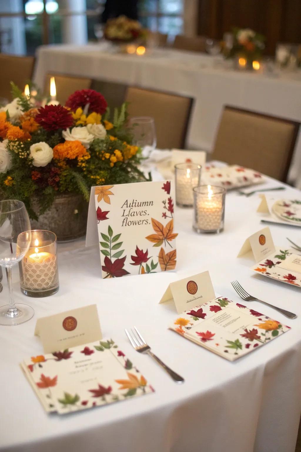 Custom place cards add a meaningful detail.
