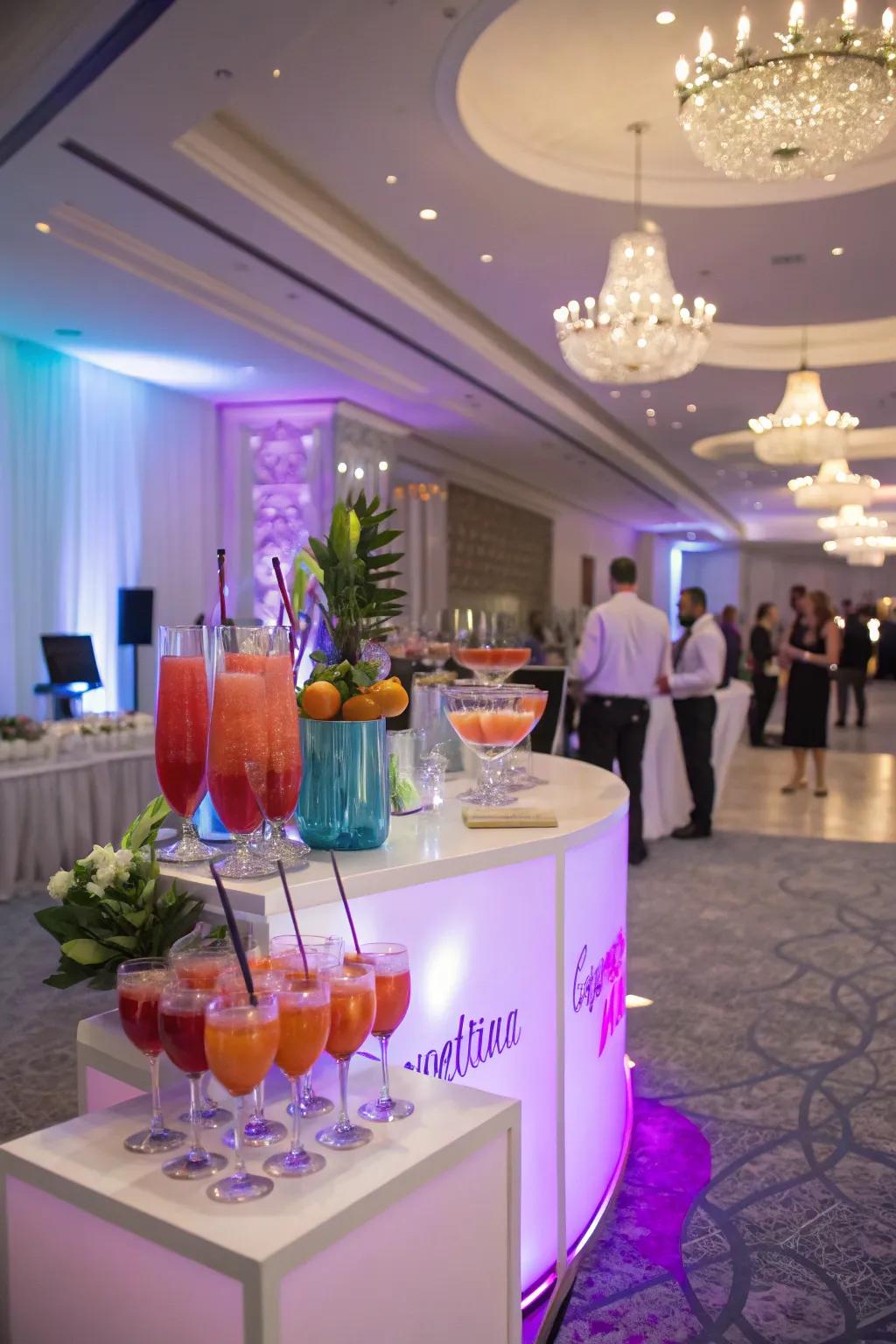 A themed drink station adds fun and flavor to the party.