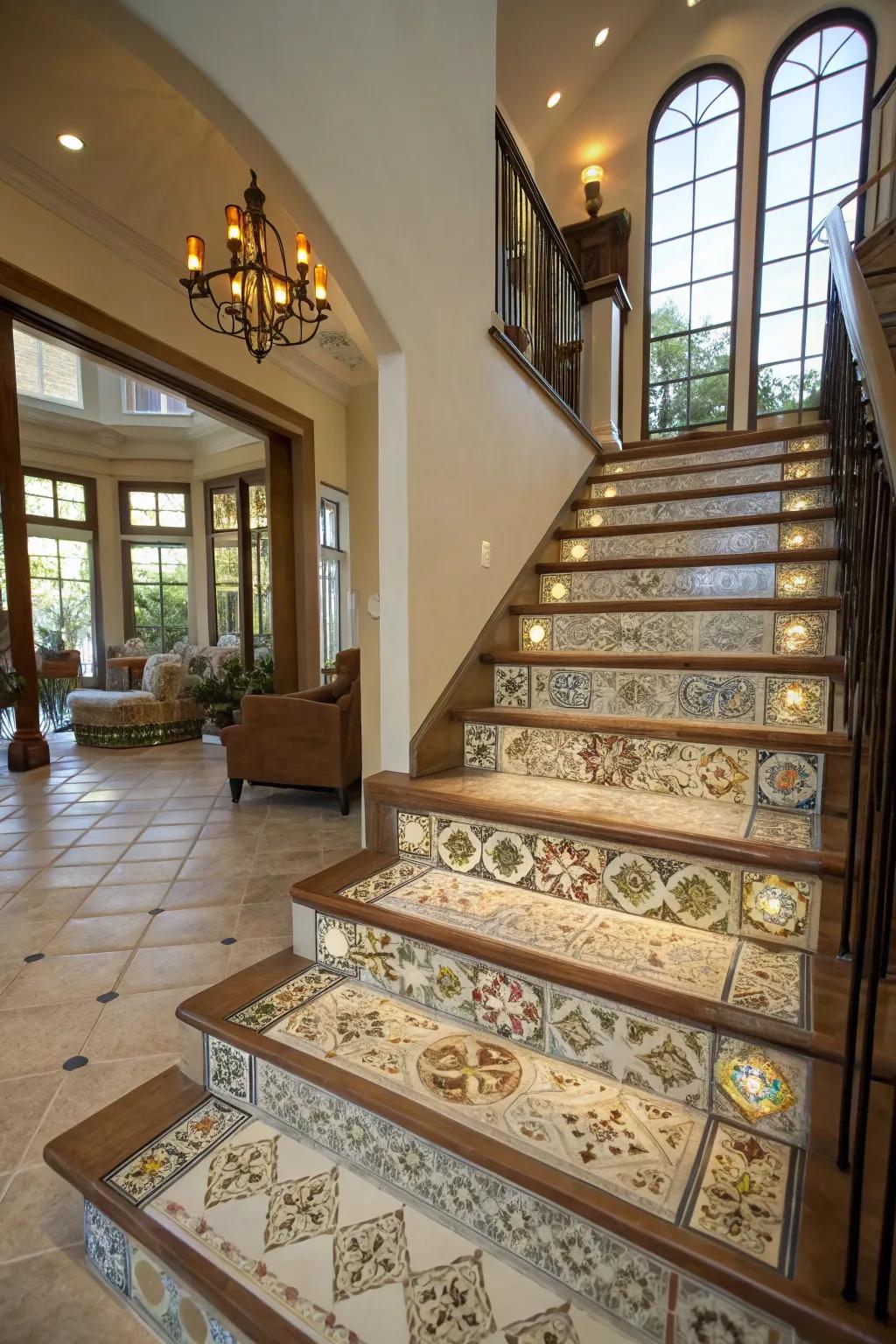 Stylish tile staircases adding glamour to your home.