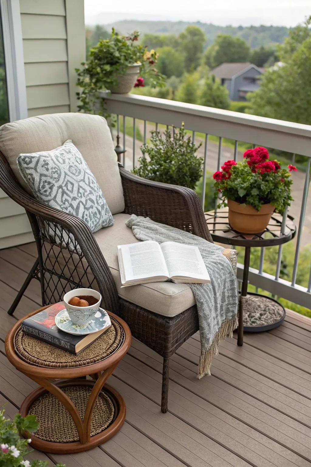 A secluded nook designed for peaceful reading and relaxation.