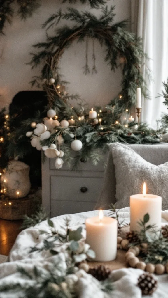 Organic Greenery and Pinecones