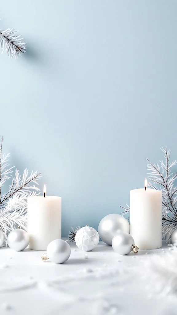 Sky Blue and White Minimalist Holiday Decor