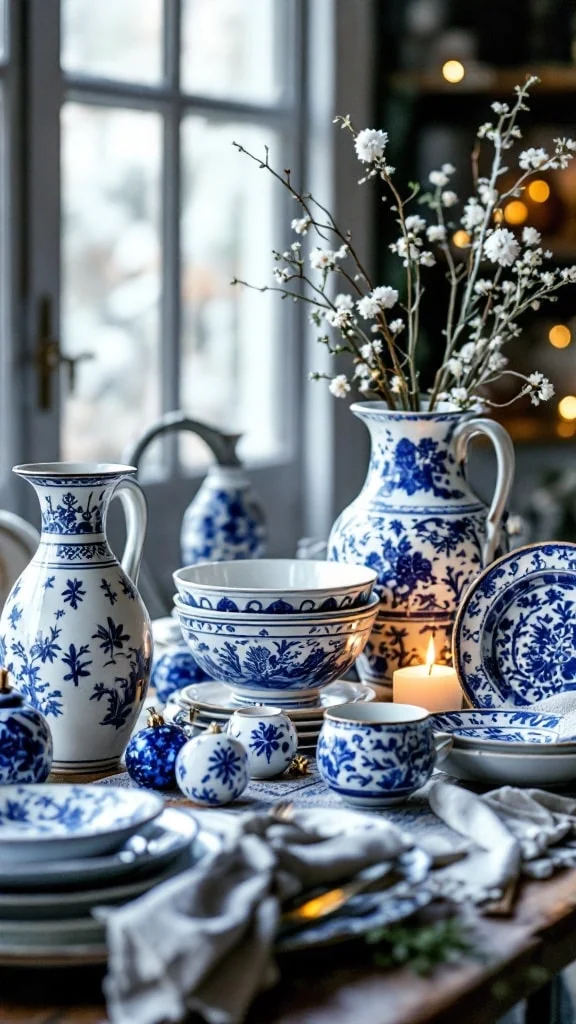 Blue and White Porcelain Holiday Decor
