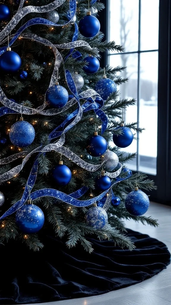 Blue and Black Modern Glam Holiday Decor