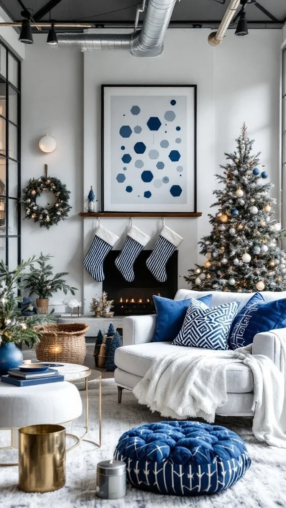 Geometric Blue Holiday Decor