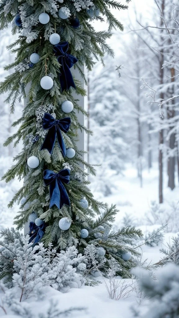 Blue Frosted Evergreen Holiday Decor