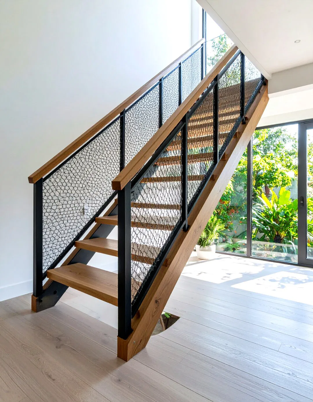 Wire Mesh Wood Frame Railings