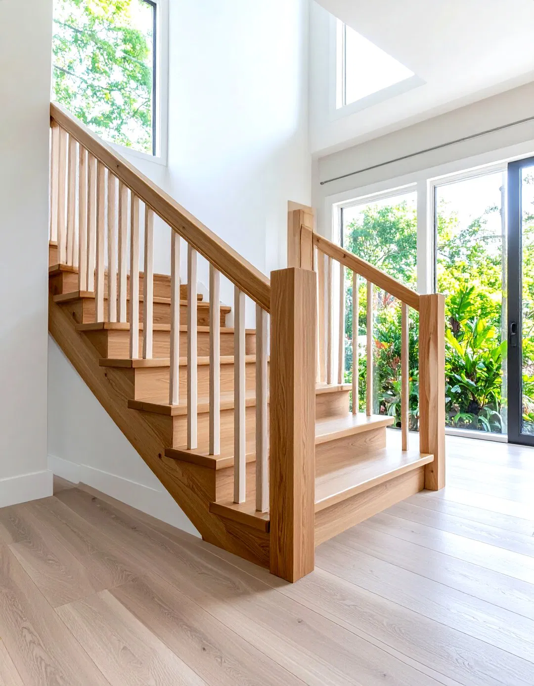 Open Riser Wood Railings