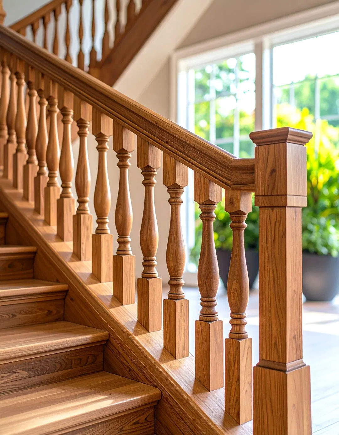 Transitional Style Wood Railings
