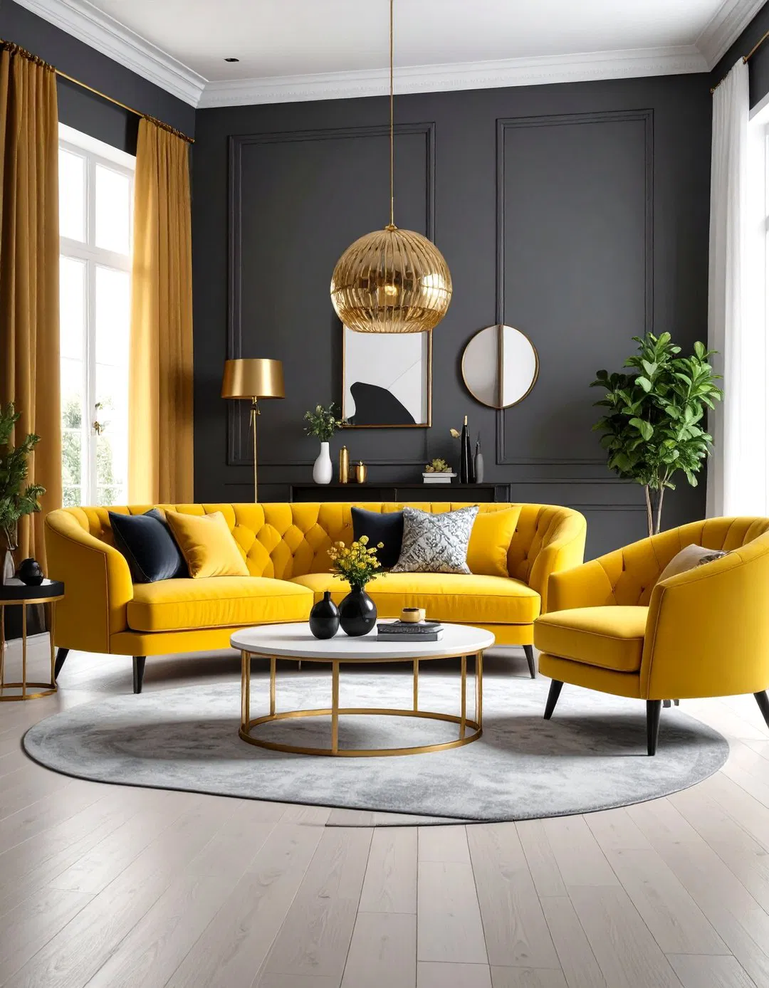 Golden Yellow and Gray Living Room
