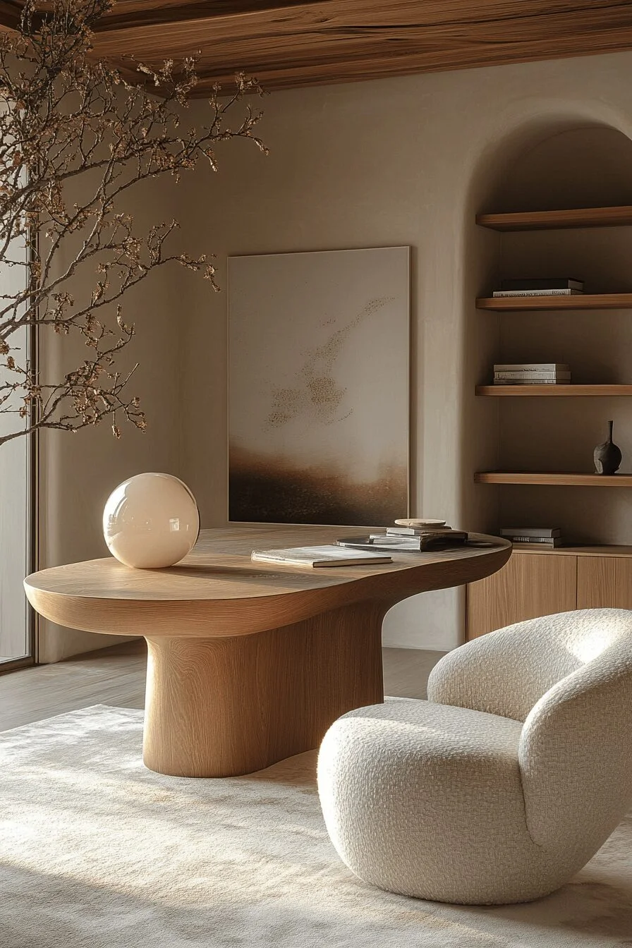 Japandi Office with Soft Geometry