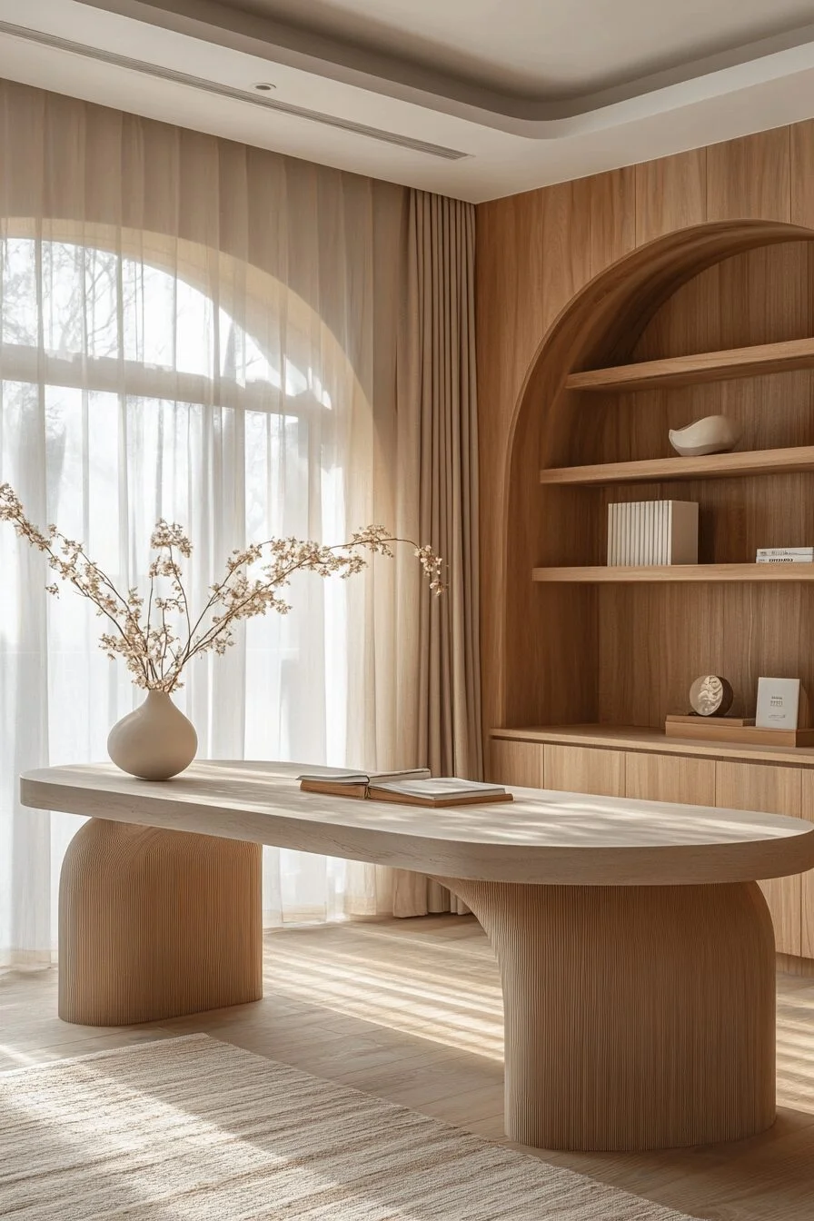 Japandi Office with Smooth Edges