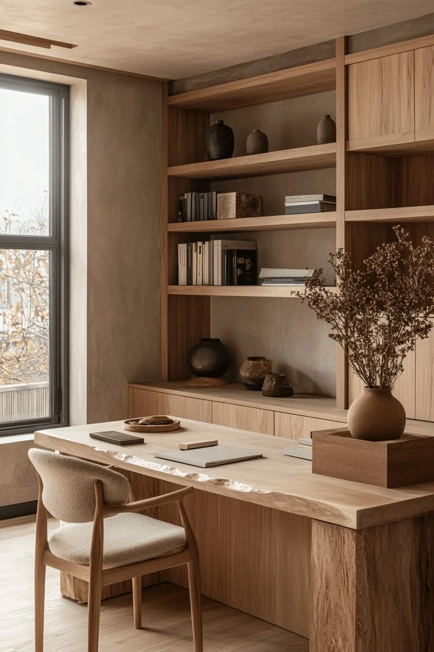 Japandi Office with Simple Lines