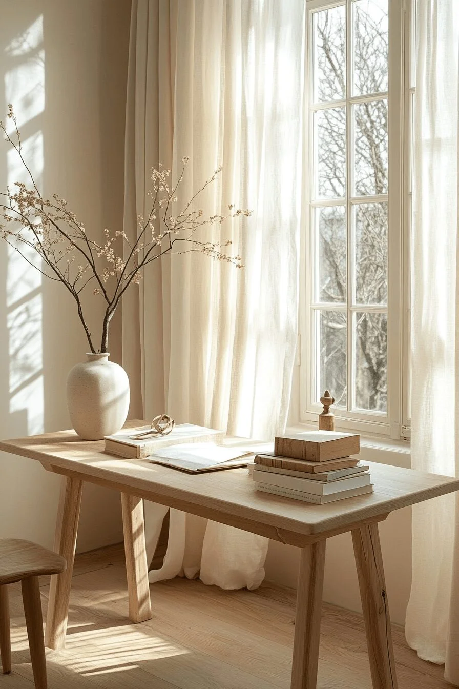 Japandi Office with Natural Light