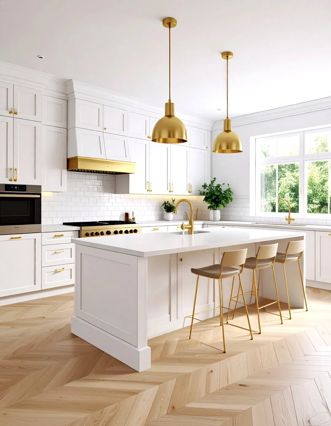 Scandinavian White and Gold Kitchen Style